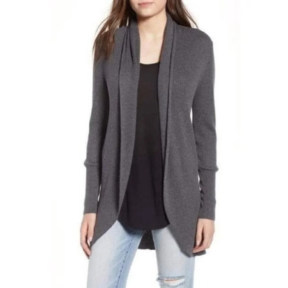 Nordstrom Leith Dark Gray Dolman Sleeve Open Front Cardigan Sweater XS - Picture 1 of 6